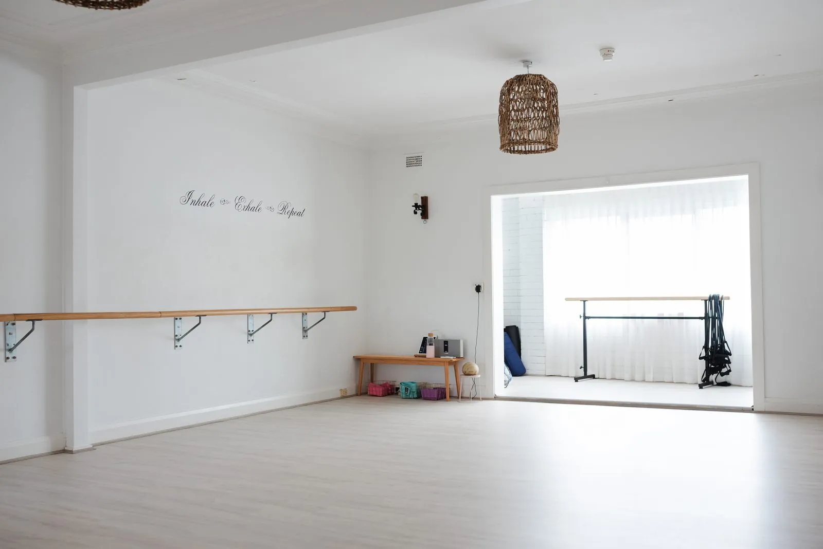The calm upstairs yoga studio at Inspired, Penshurst
